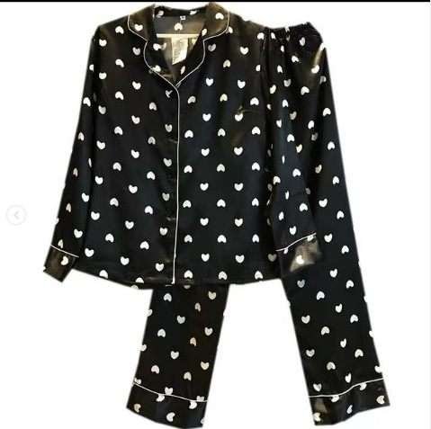 Pankh Heart Print Satin Night Suit