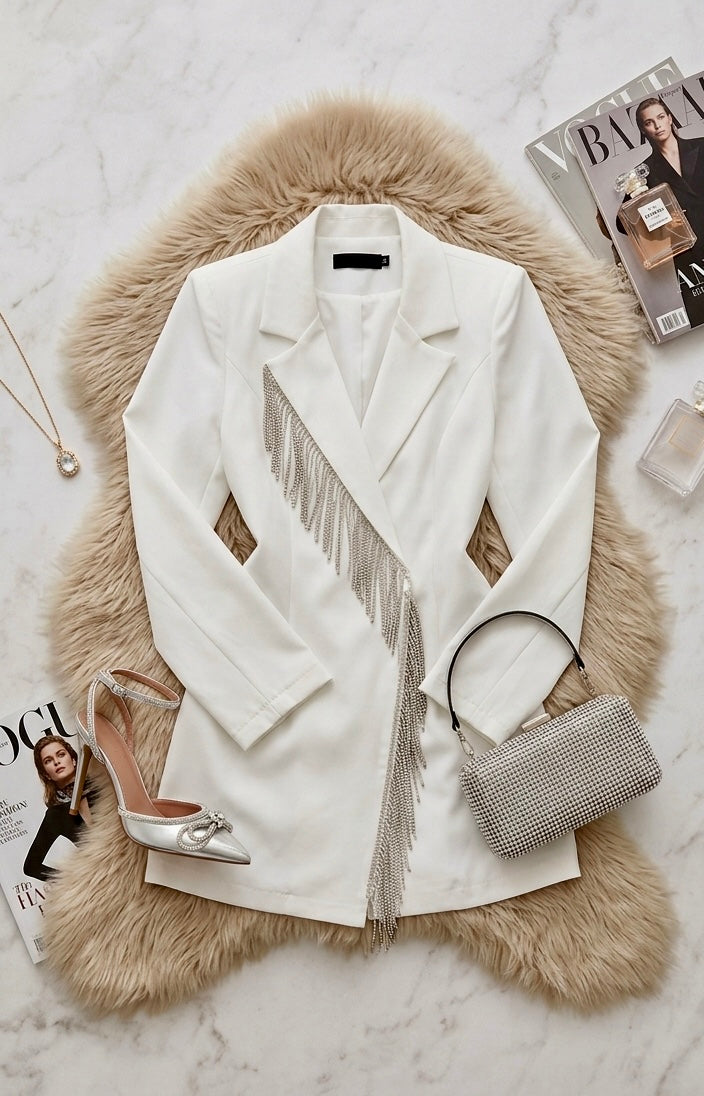 On Cloud Nine Rhinestone Tassel Party Wear Playsuit