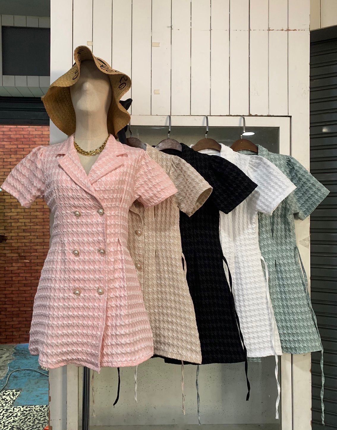 Pankh Emir Plaid Check Double Breasted Blazer Dress