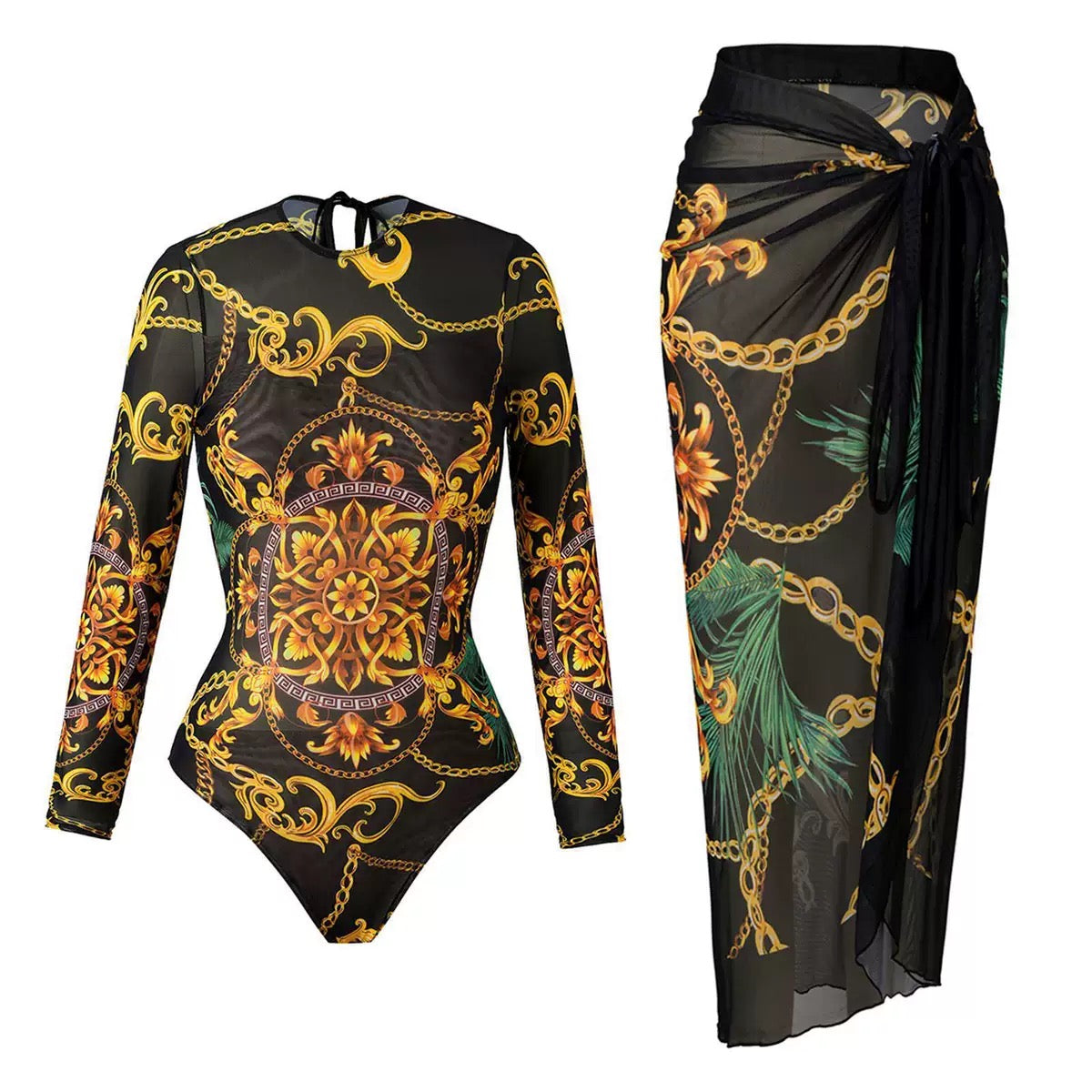 Pankh Meron Full Sleeve Monokini With Sarong Coverup