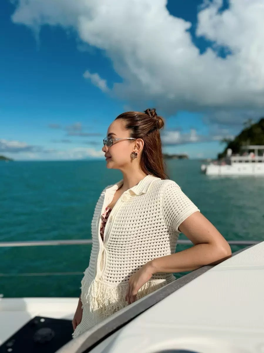 Pankh Lake Crochet And Tassel Shirt and Skirt Coord Set