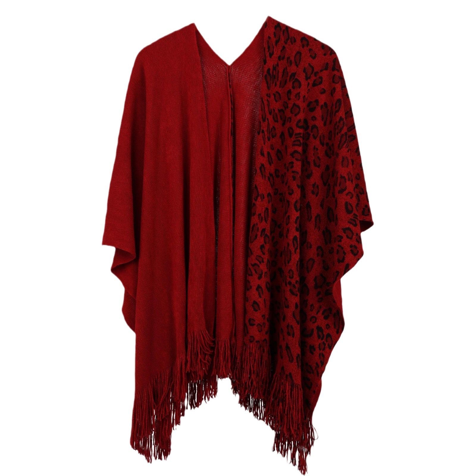 Pankh Calon Half Leopard Wool Print Cape