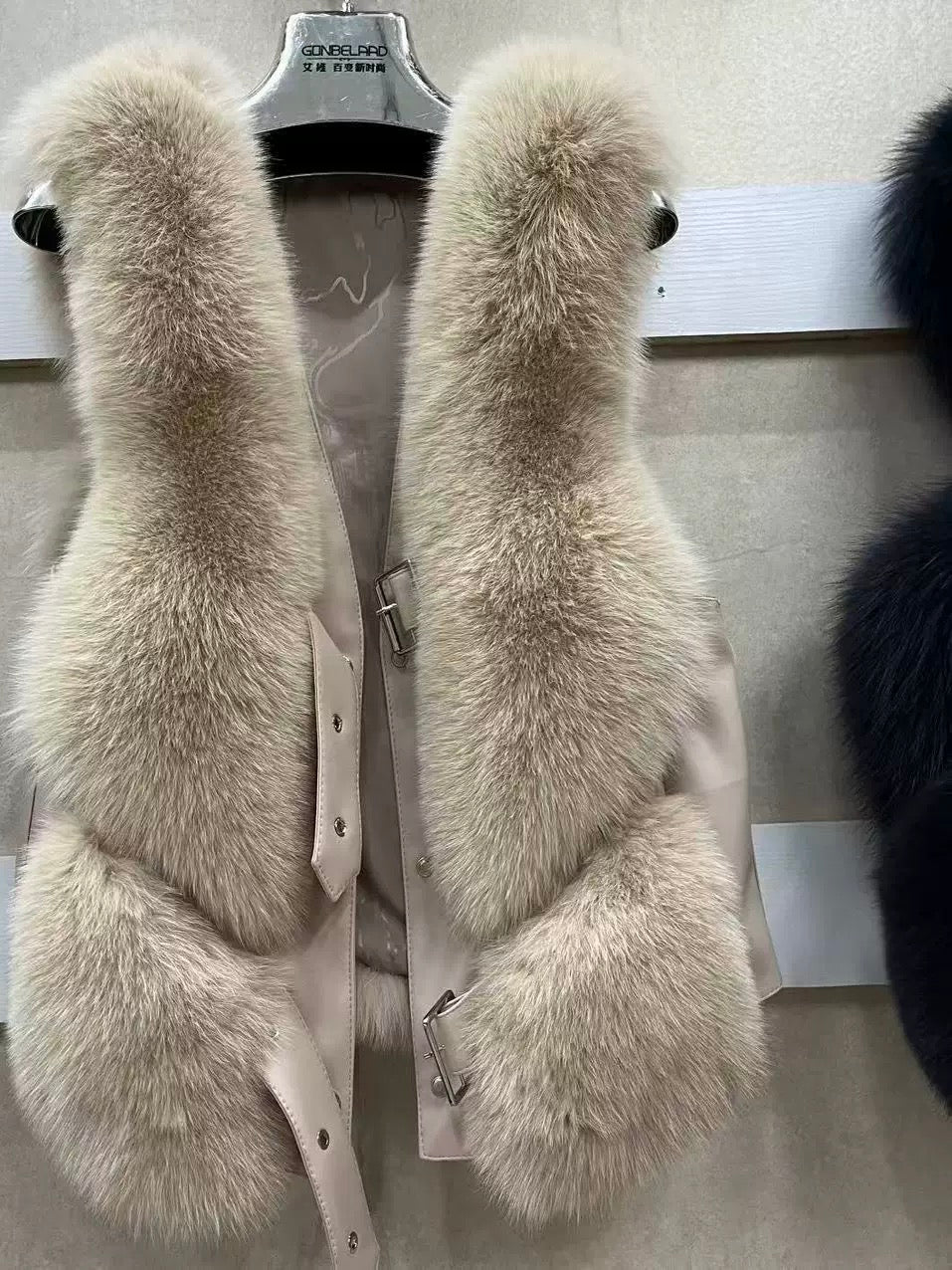 Pankh Rudy Fur and Leather Sleeveless Formal Jacket