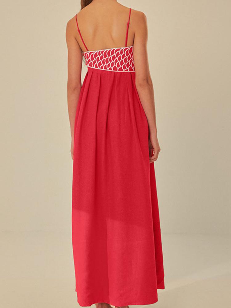 Pankh Alexis Embroidered Fish Spaghetti Strap Maxi Dress