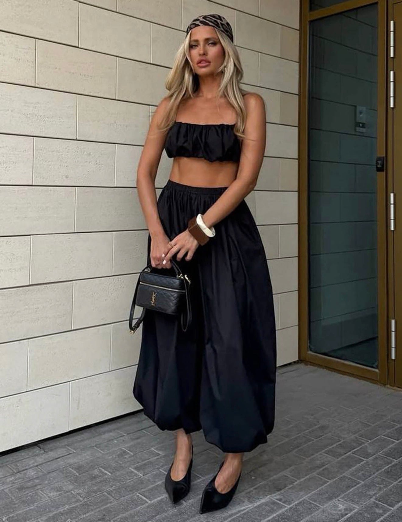 Pankh Rayan Ruched Crop Top And Balloon Pant Coord Set