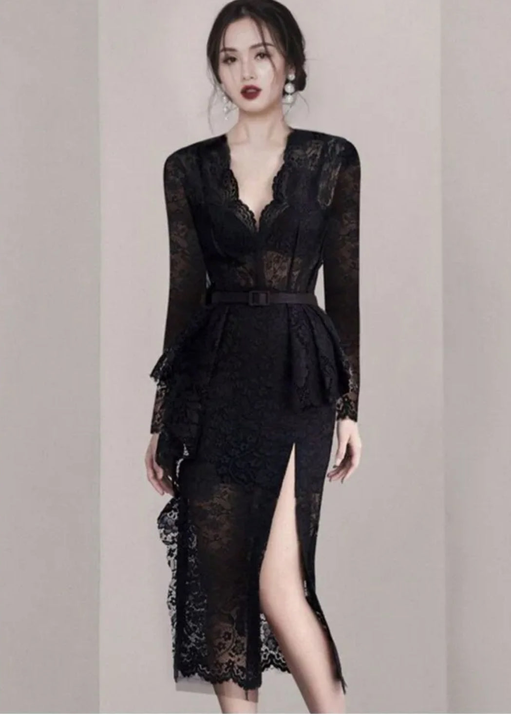 Pankh Doyel Lace Belted Midi Formal Dress