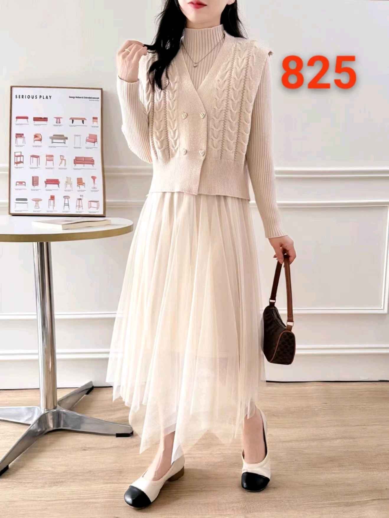 Pankh Karla Knit Wool Dress with Heart Detailing Button Wool Coat