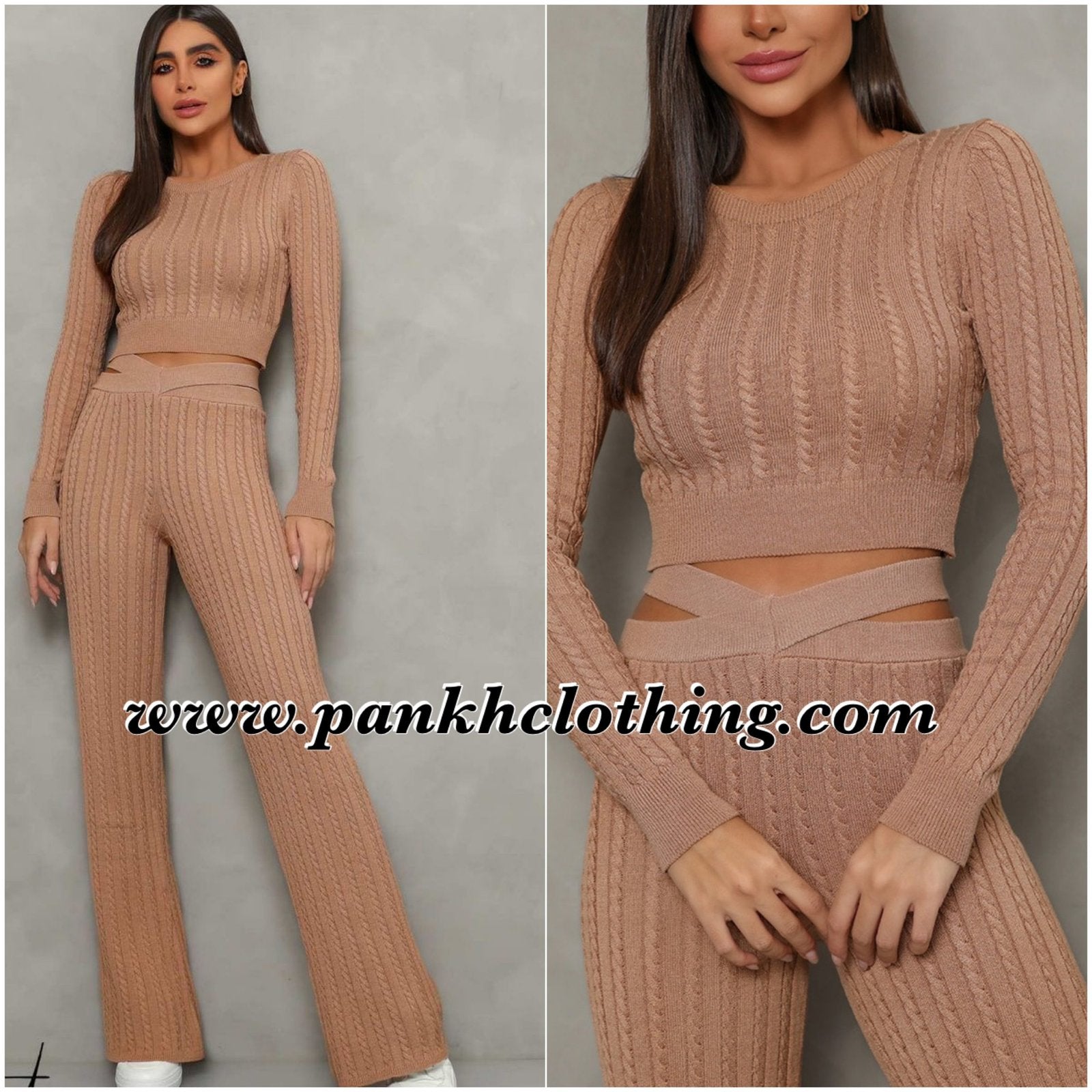 Rio Knitted Woolen Crop Top & Pants Coord Set