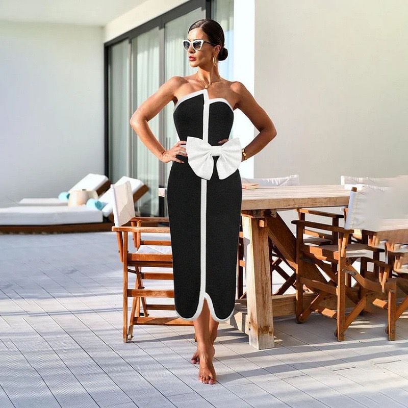 Pankh Suzy Off Shoulder Bow Bodysuit Monokini With Skirt Set