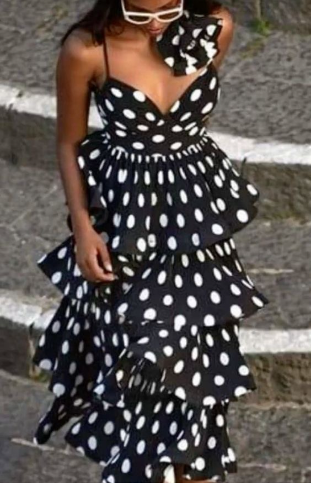Pankh Orrie Polka Dot Ruffle Maxi Dress