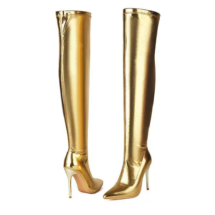 Gale Thigh High Mettalic Boots