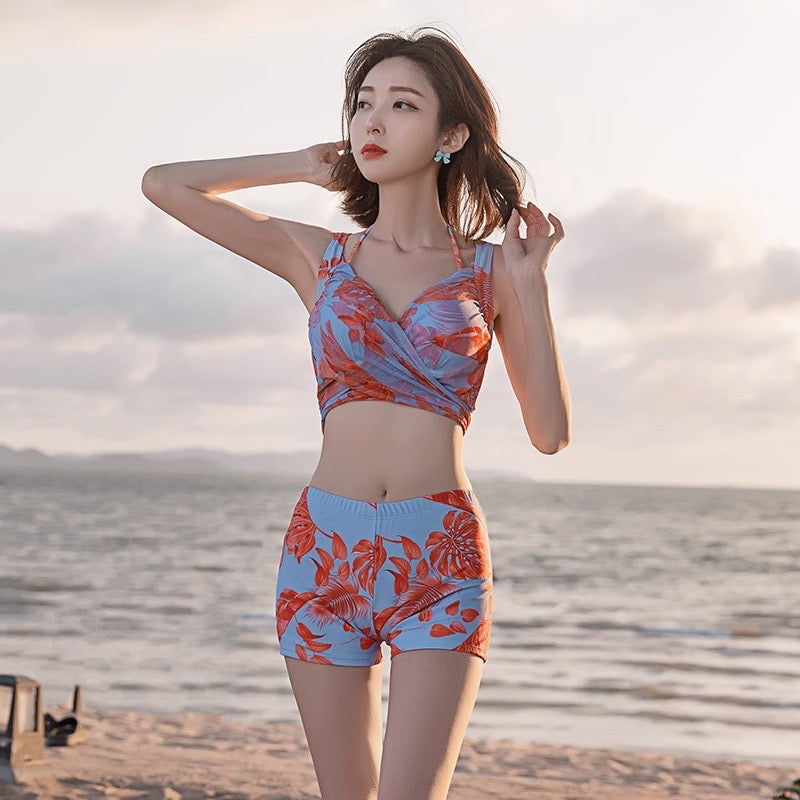 Pankh Koray Halter Neck Tie Dye Three-Peice Swimsuit Set