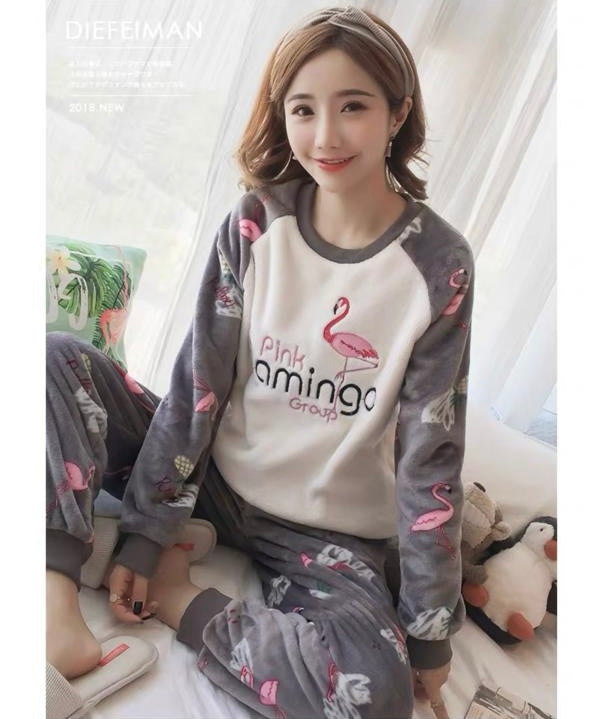 Pankh Flemingo Cute Fleece Wool PJ Night Suit Set