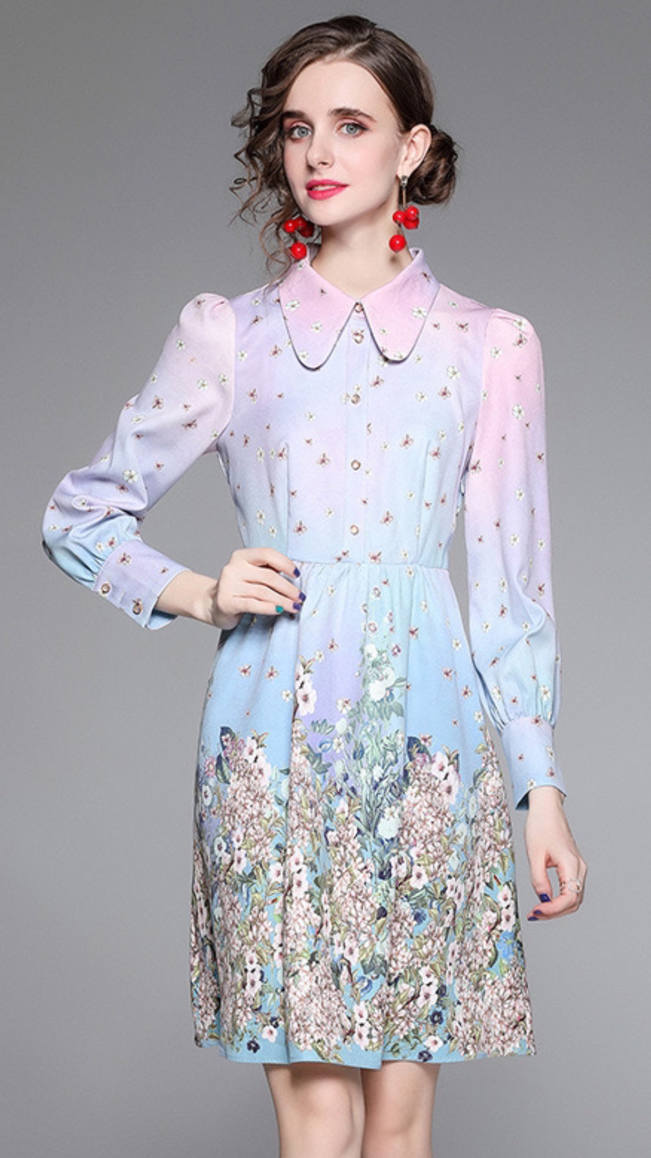 Pankh Fossett Floral Short Formal Dress
