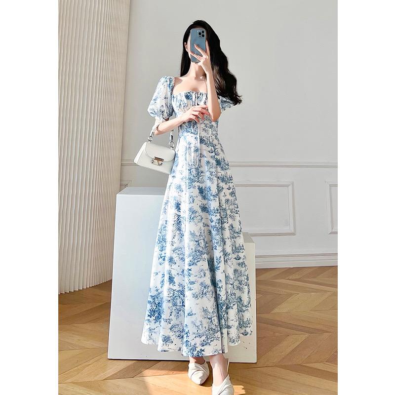 Pankh Suzia Floral Square Collar Puff Sleeve Dress