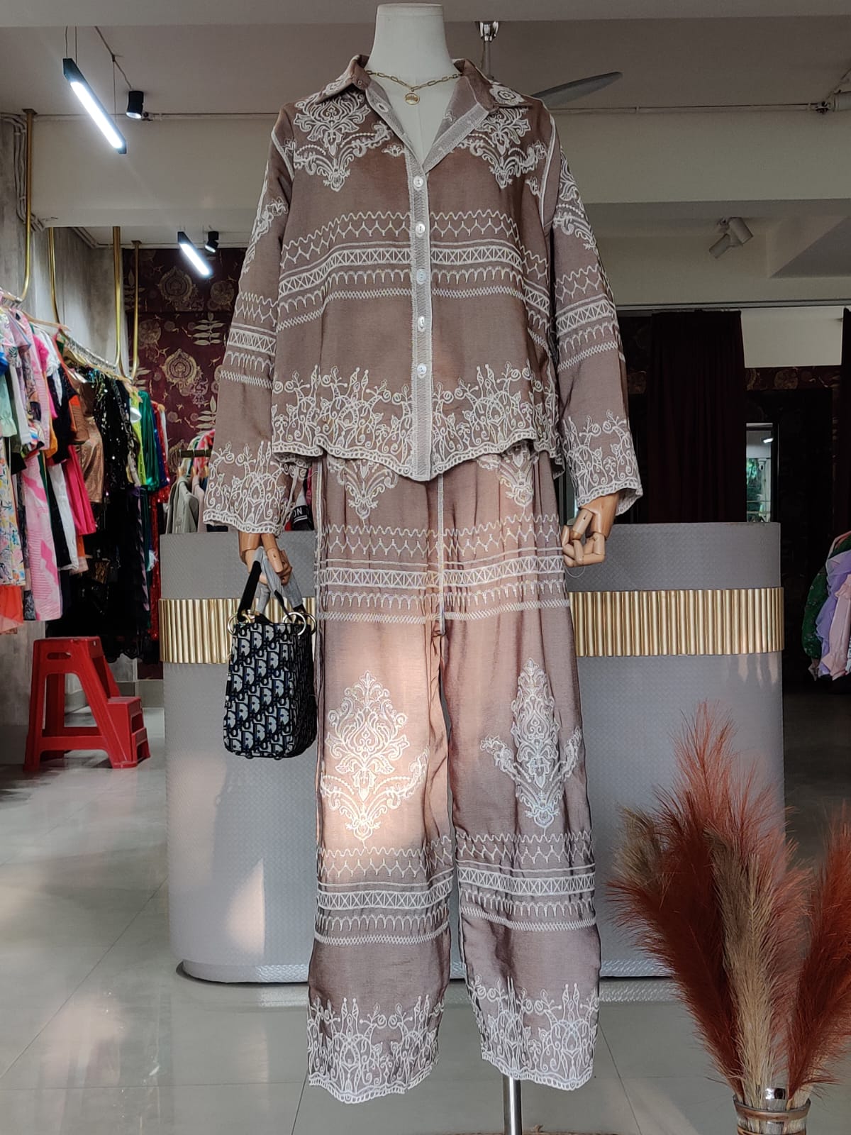 Pankh Crew Cotton Embroidered Coord Set