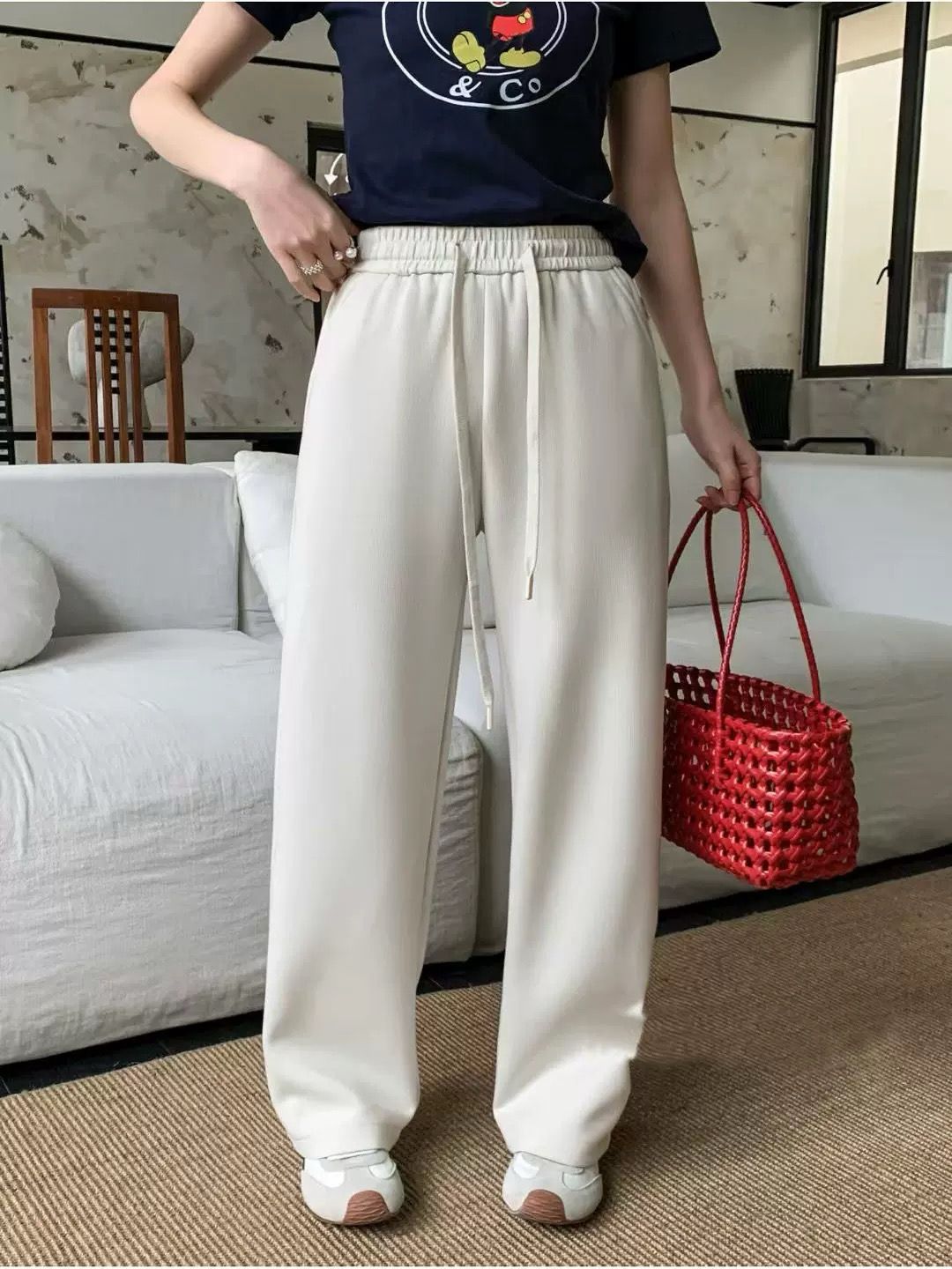 Pankh Seagull High Waist Wide Leg Straight Fit Jogger/Pants