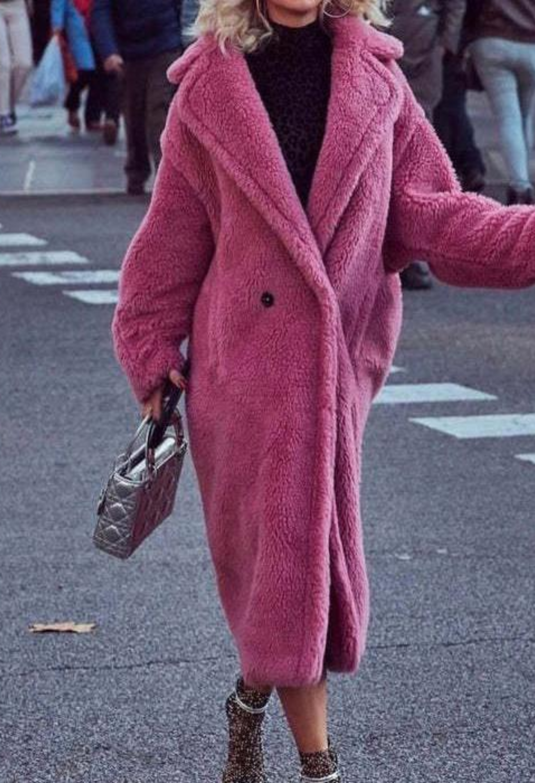 Pankh Emz Fashion Design Teddy Fur Wool Coat Long Wool