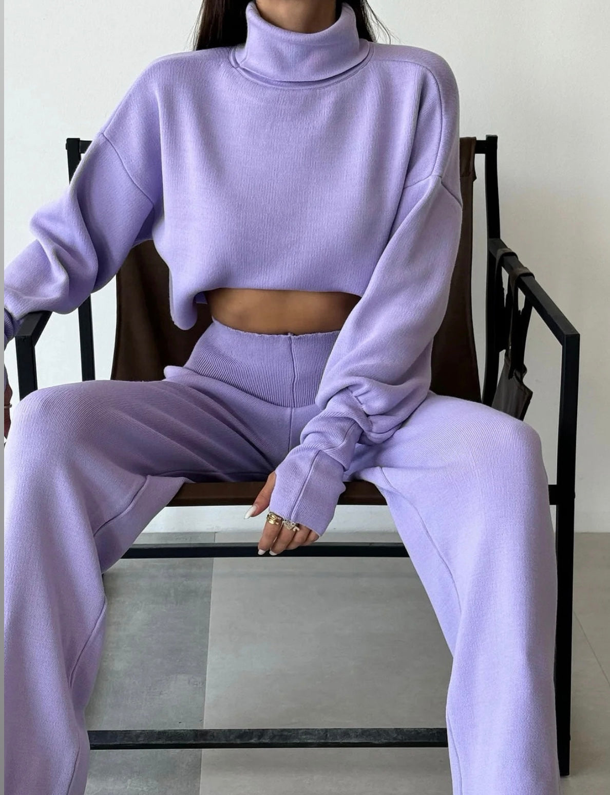 Pankh Davis Luxury Cashmere Wool Crop Top & High Waist Pant Coord