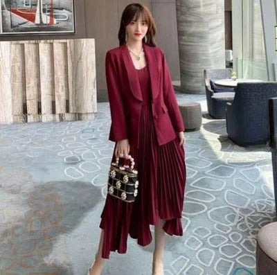 Pankh Cusp Pleated Dress & Blazer Set