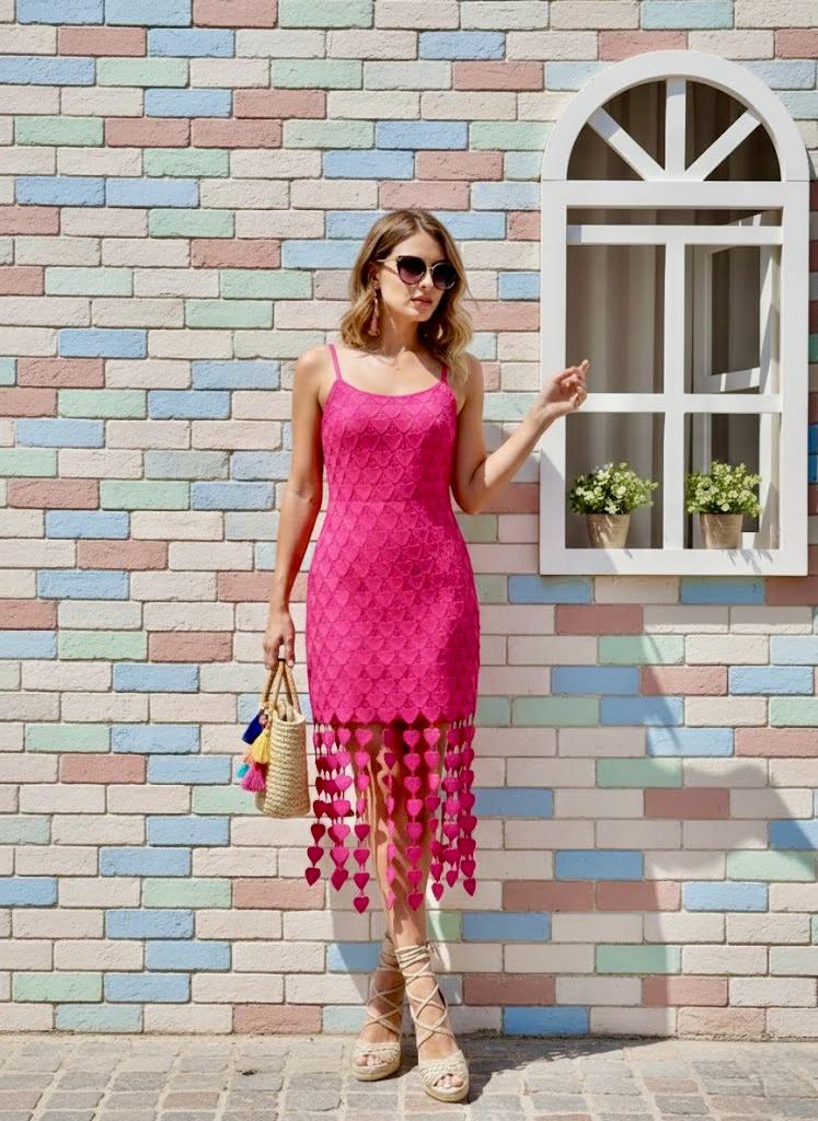 Pankh Alessia Heart Laser Cut Tassel Midi Dress