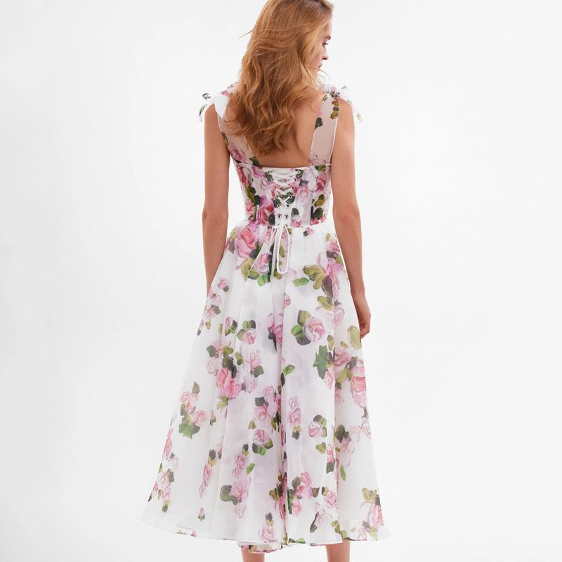 Pankh Delsa Floral Printed Off-Shoulder Midi Dress