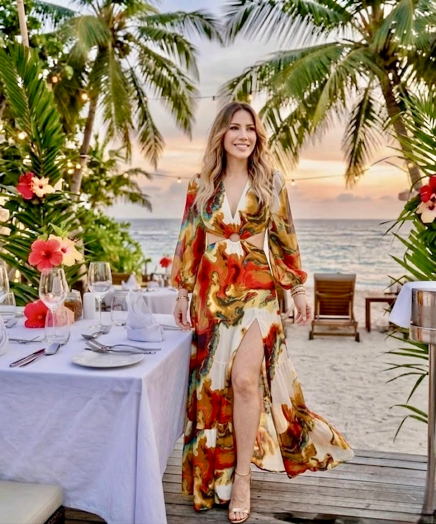 Pankh Kizki Marble Print Maxi Dress