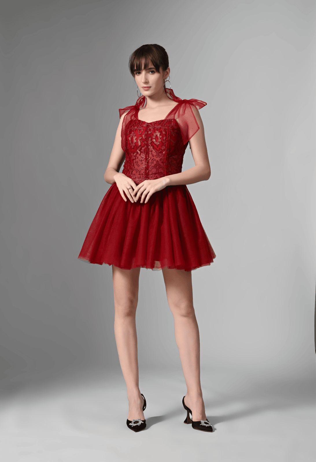 Pankh Hanel Chic Rugged Leather 3D Detailing Corset Fit Short Dress
