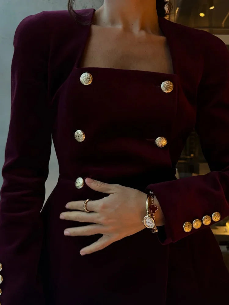 Pankh Romano Velvet Peplum Blazer Top & Short Set