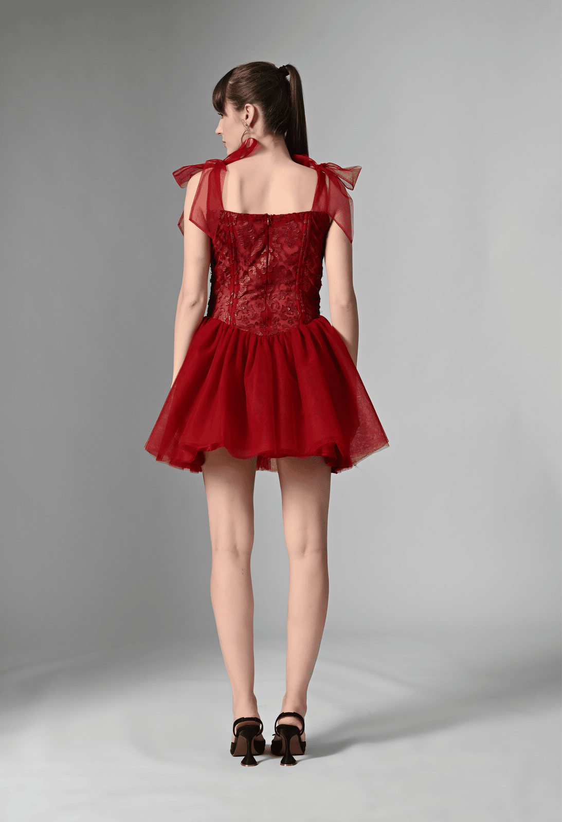 Pankh Hanel Chic Rugged Leather 3D Detailing Corset Fit Short Dress