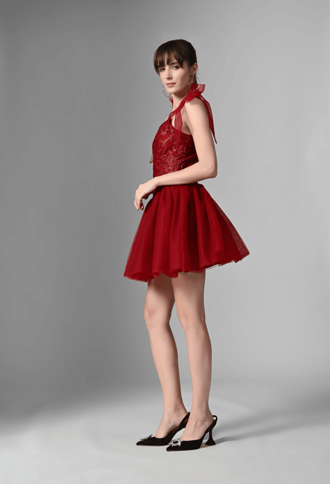 Pankh Hanel Chic Rugged Leather 3D Detailing Corset Fit Short Dress