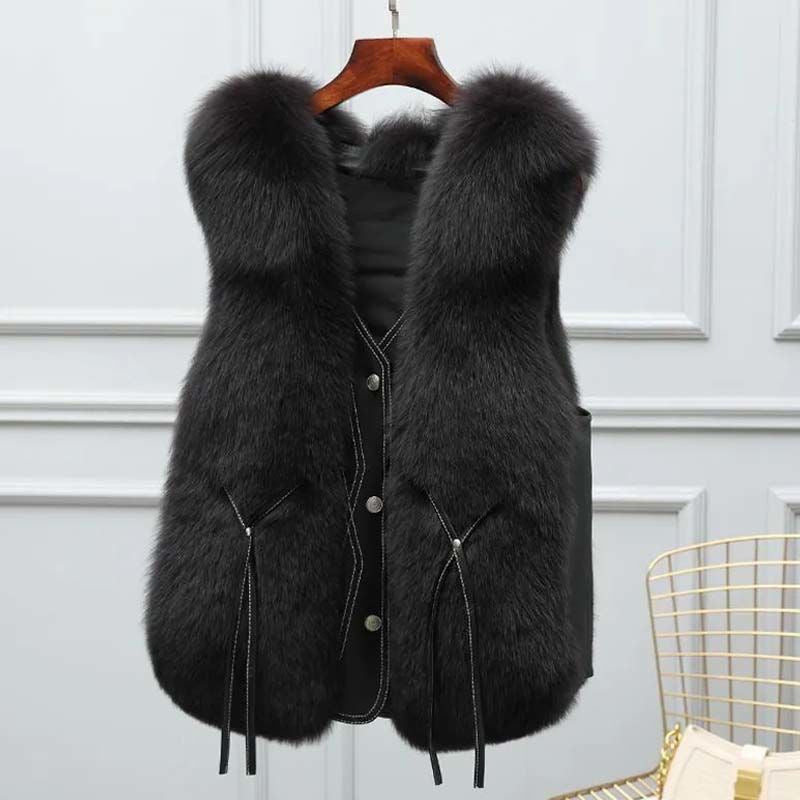Pankh Rudy Fur and Leather Sleeveless Formal Jacket