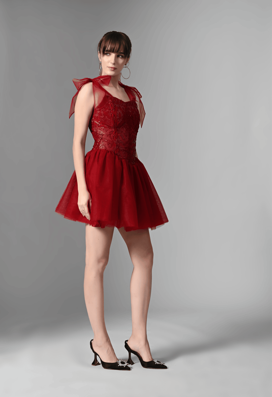 Pankh Hanel Chic Rugged Leather 3D Detailing Corset Fit Short Dress