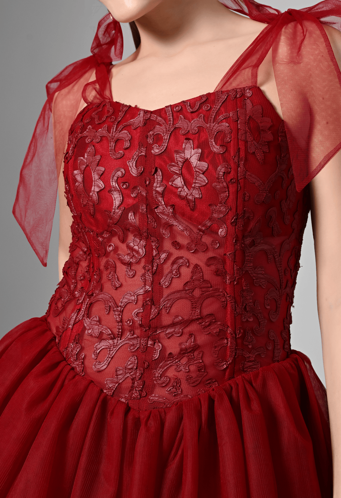Pankh Hanel Chic Rugged Leather 3D Detailing Corset Fit Short Dress
