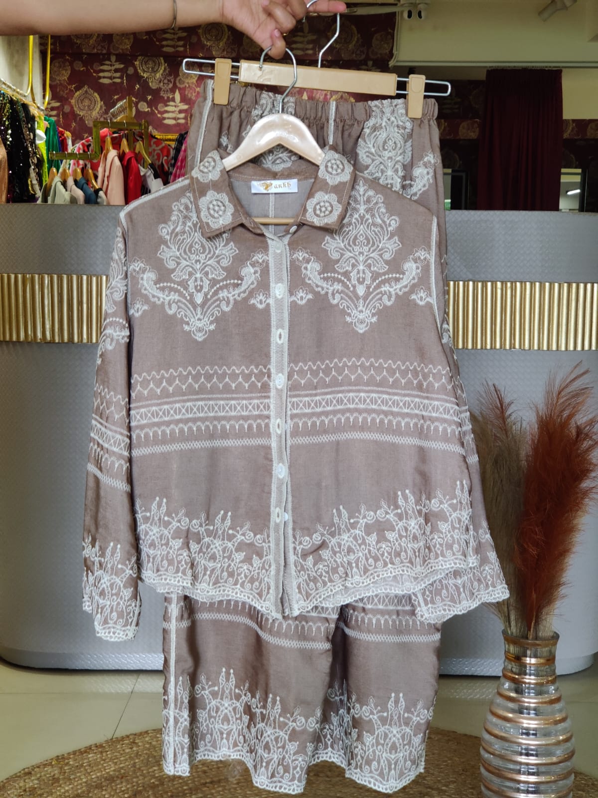 Pankh Crew Cotton Embroidered Coord Set