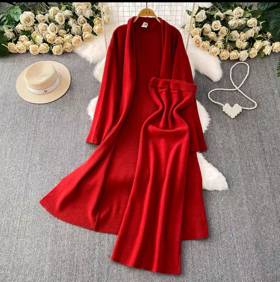 Pankh Ikonic Woolen Tube Maxi & Cardigan Dress Set