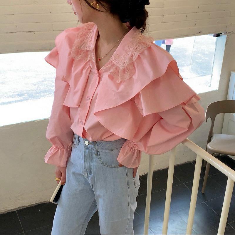 Pankh Lonee Lace & Ruffle Cotton Shirt