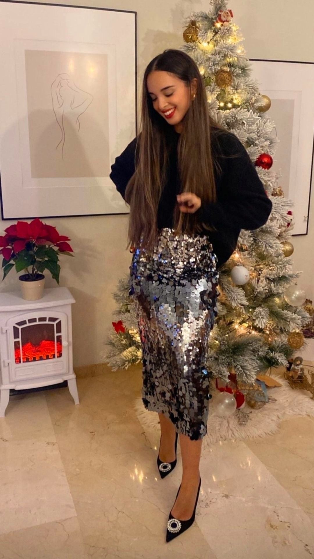 Pankh Custom Made Shella Multi-Color Sequin Formal Skirt
