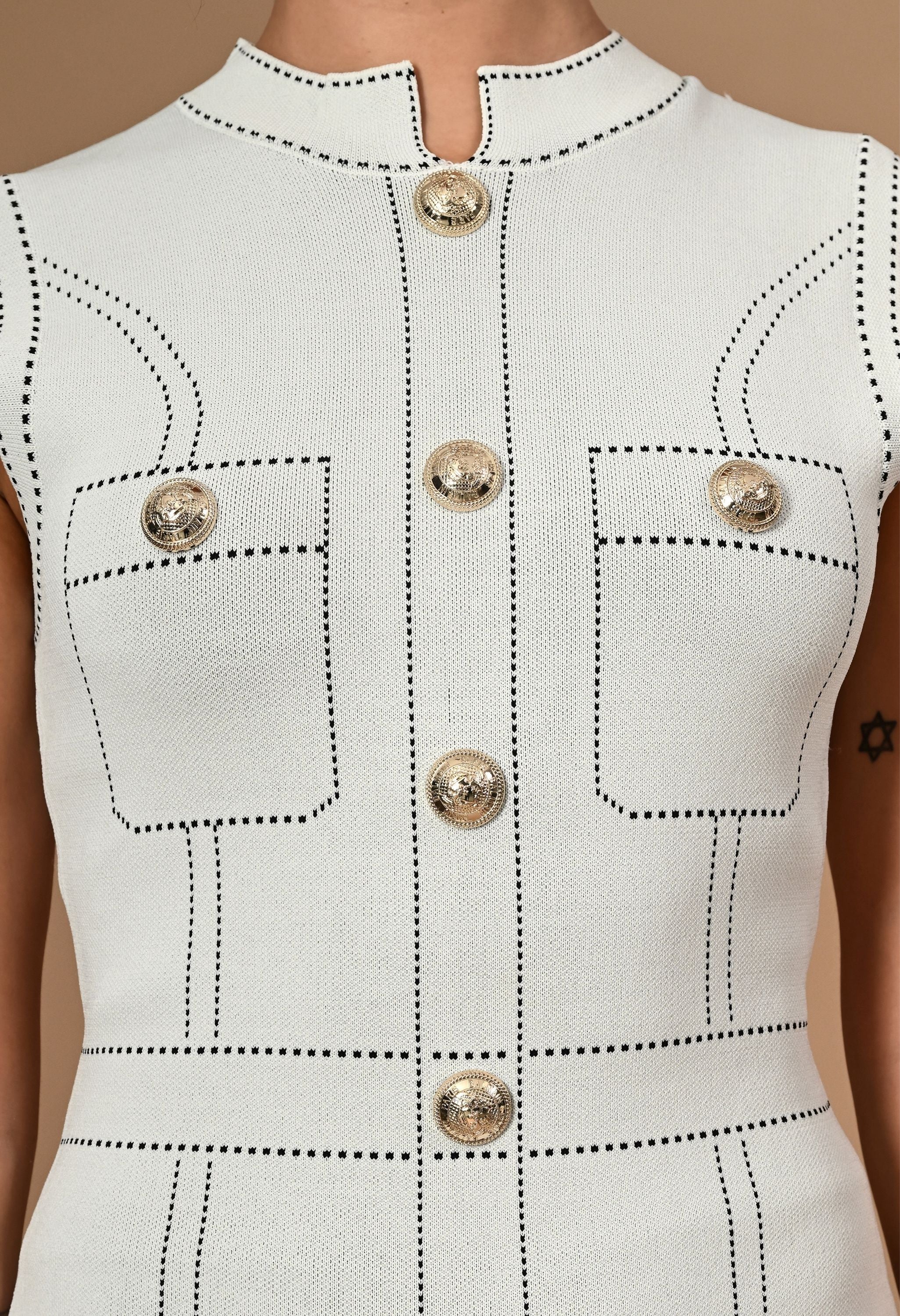 Pankh Malin Sleeveless Button-Down Elegant Mini Bodycon Dress