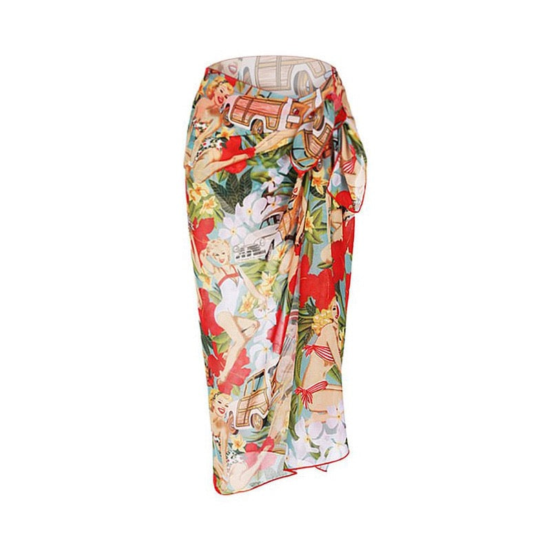 Pankh Madonna Printed Bikini Swimsuit with Tie up Coverup