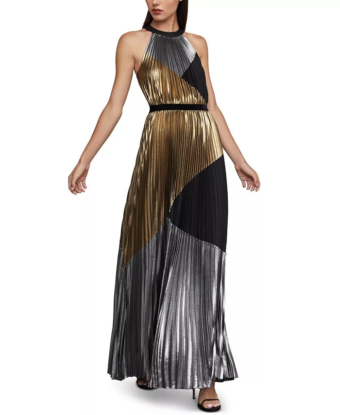 Pankh Alisa metallic shimmer pleated maxi