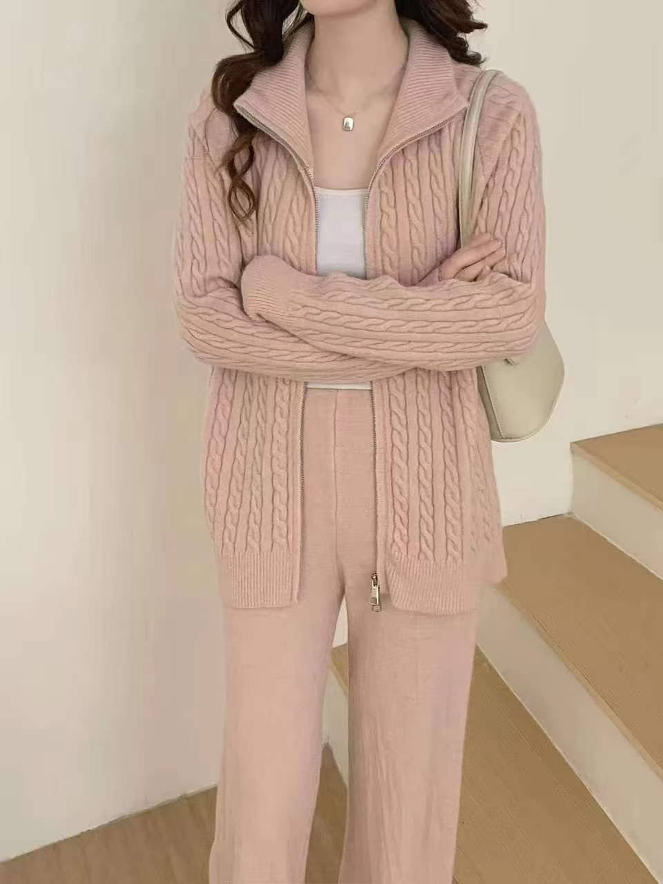 Pankh Judy Wool Front Zipper Jacket and Pant Coord Set