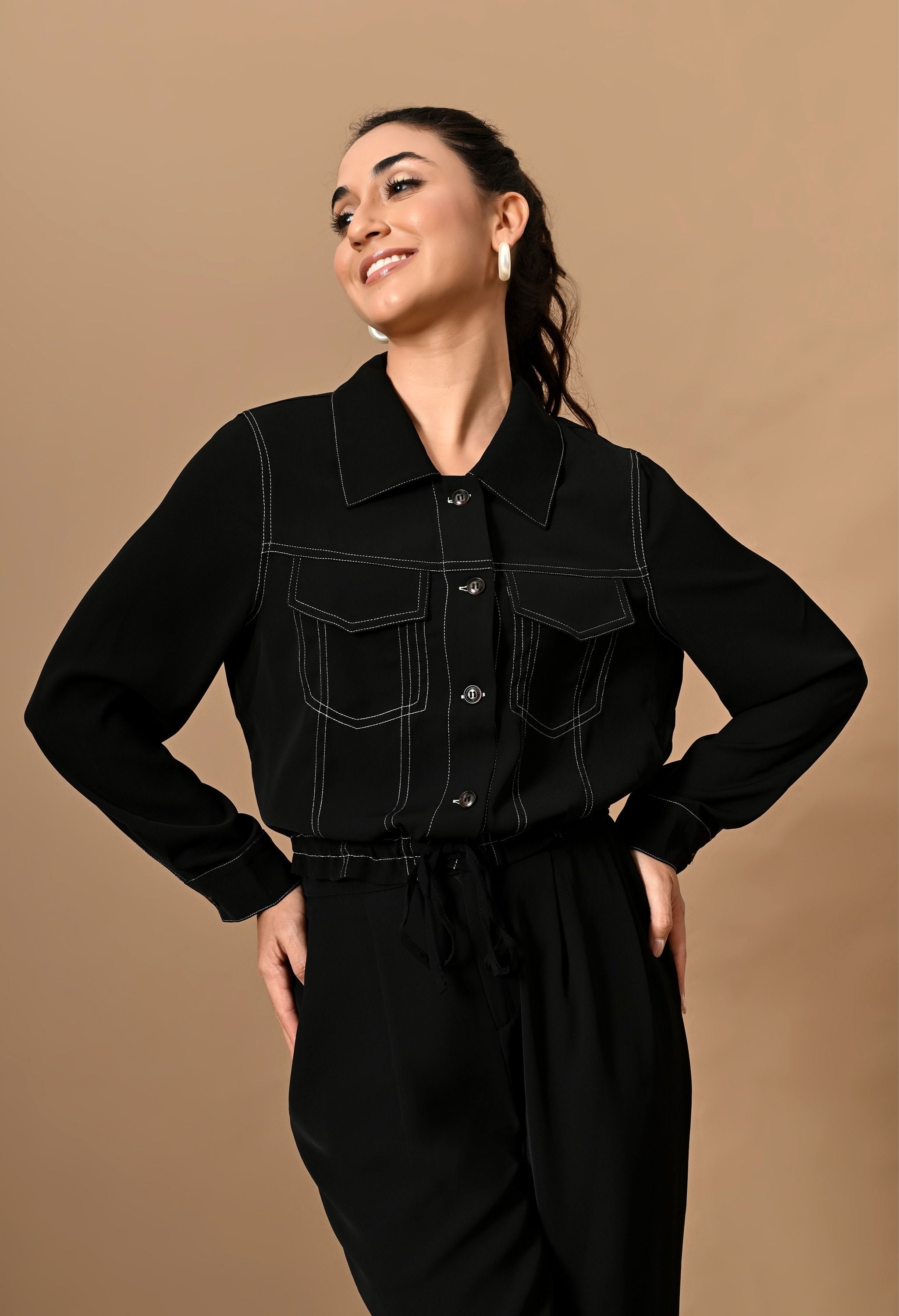 Pankh Darik Crop Shirt And Pant Coord Set