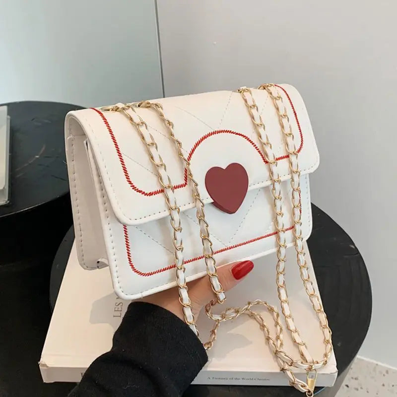 Mini Quilted Heart Decor Flap Square Bag