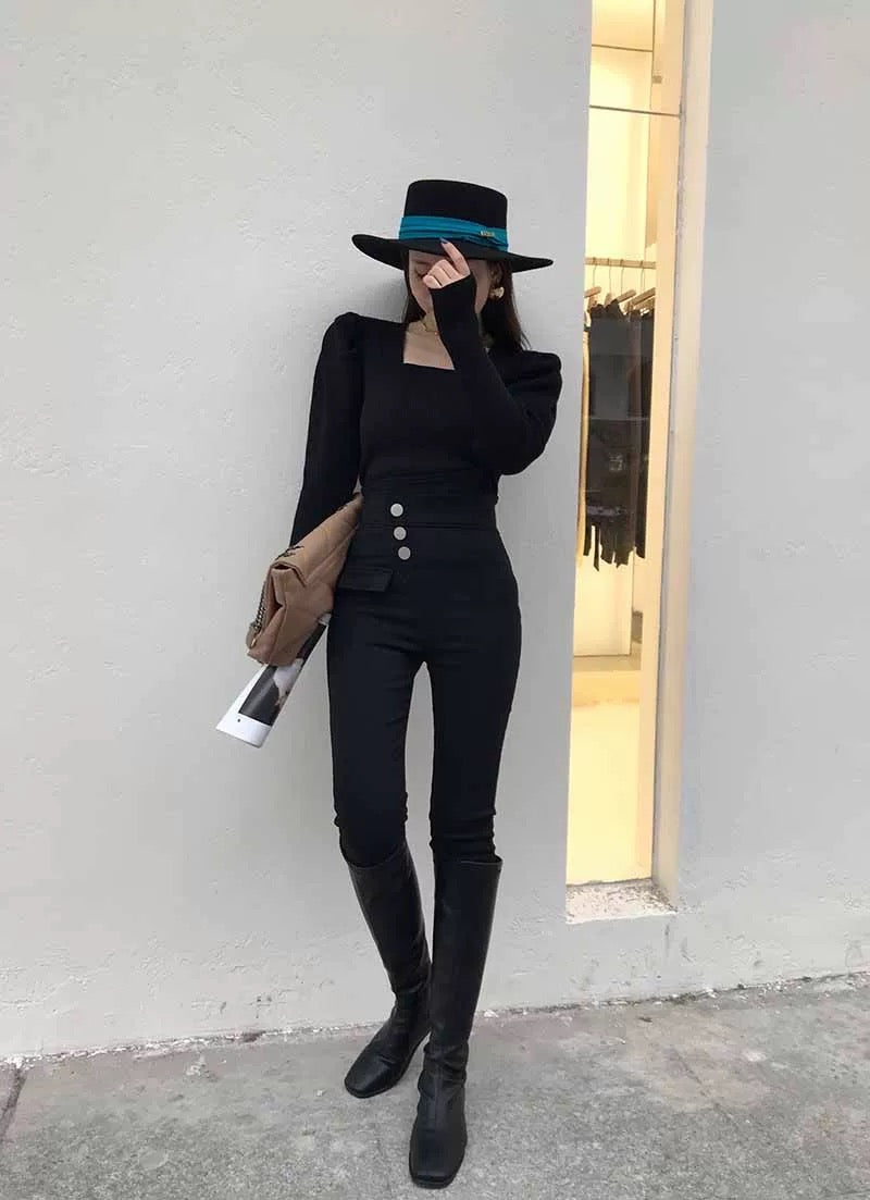 Pankh Wemby Knit Top with Thumbhole Long and Puff Sleeve