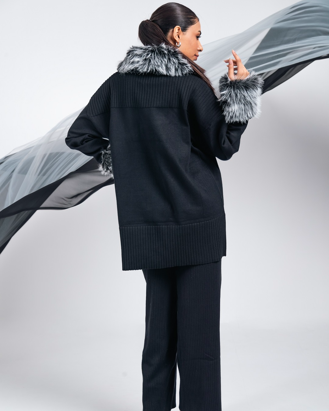 Pankh Have Some Fun Luxury Detachable Fur Woolen Coord Set