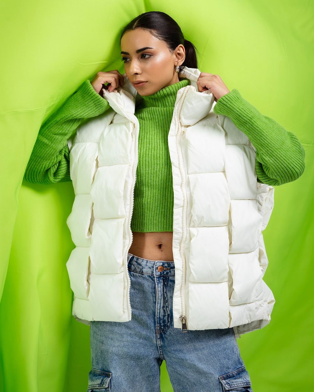 Pankh Bouncy Premium Warm Winter Sleeveless Bomber Down Jacket