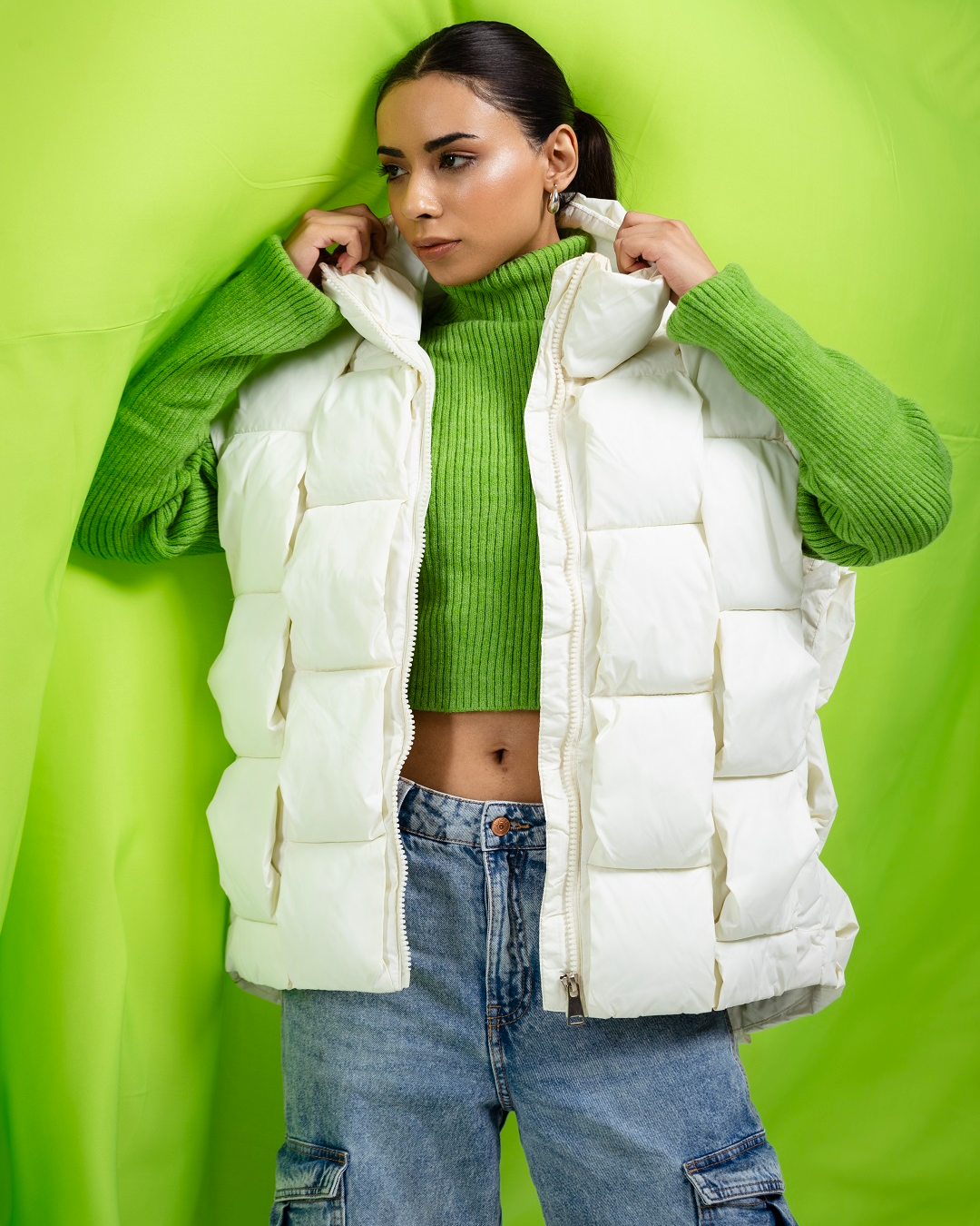 Pankh Bouncy Premium Warm Winter Sleeveless Bomber Down Jacket