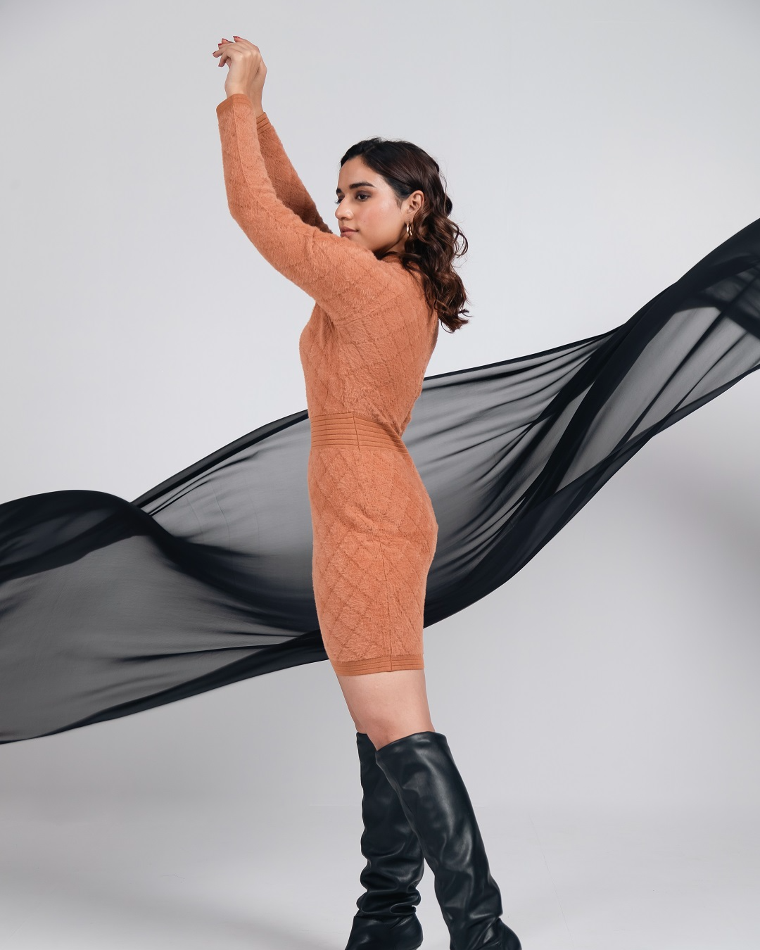 Pankh Risa Furry Woolen Bodycon Dress