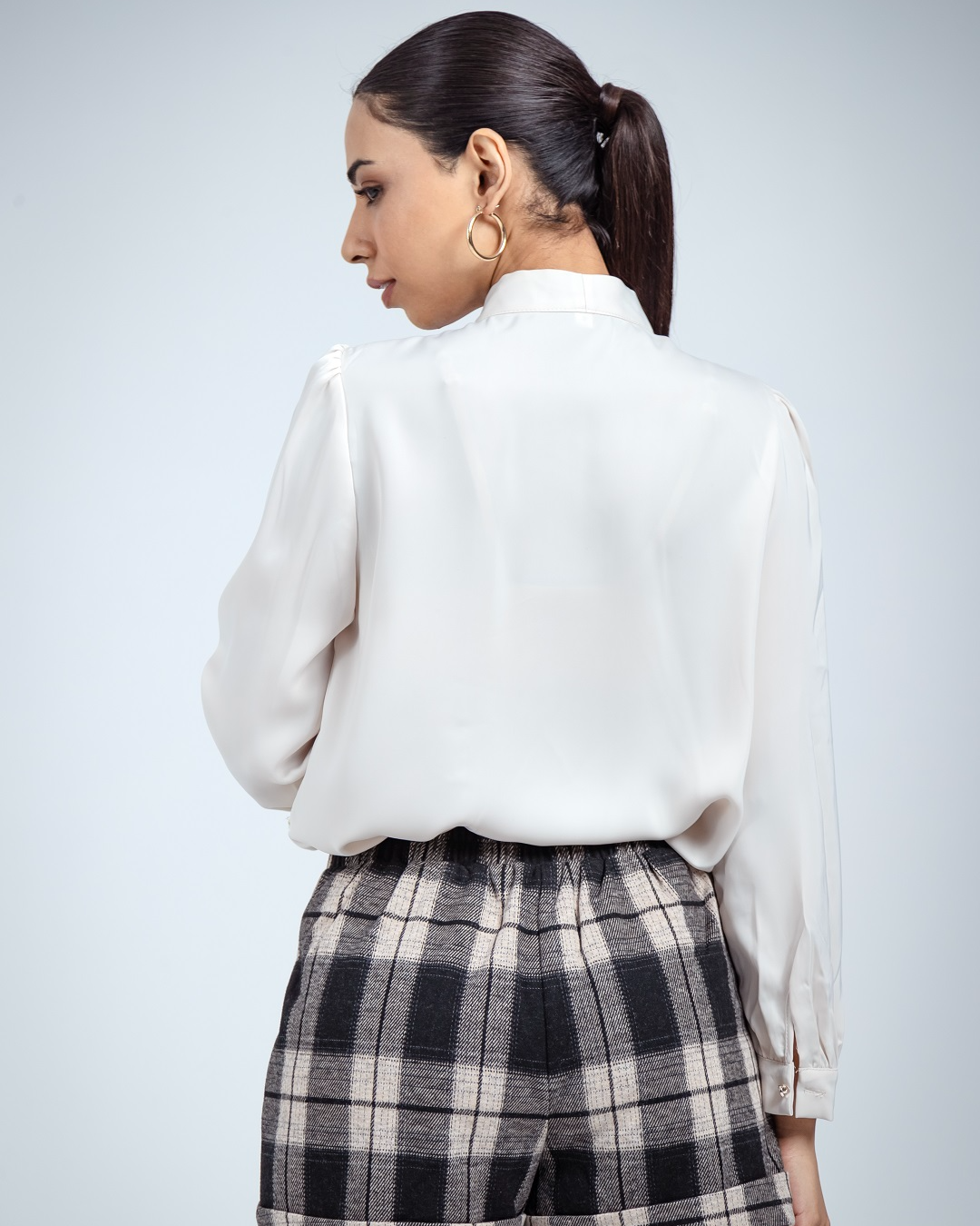 Pankh Belle Chic Satin Bow Collar Shirt